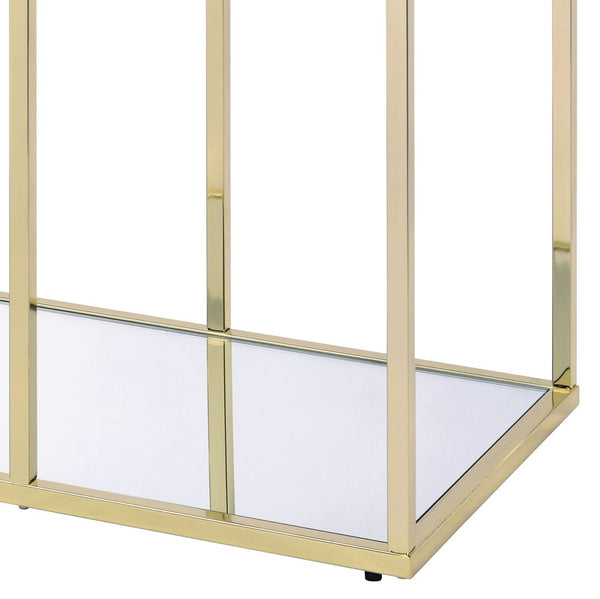English Elm Uchenna Gold Metal Frame Sofa Table with Tempered Glass Shelves for Entryway B2726P446703