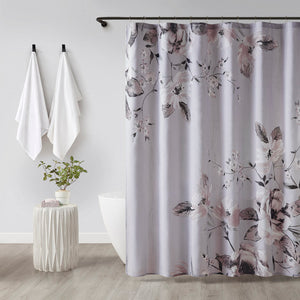 Madison Park Neko Shabby Chic Floral Printed Cotton Shower Curtain MP70-8327 Lilac