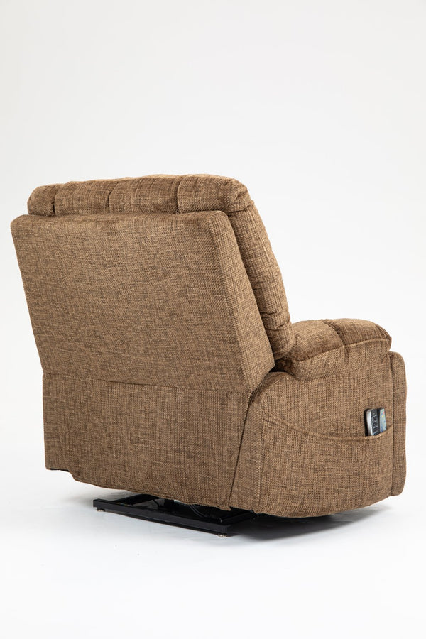 English Elm Power Lift Recliner modern velvet lift chair with remote, tufted wingback, ergonomic support, 350 lb capacity Brown W547S00066
