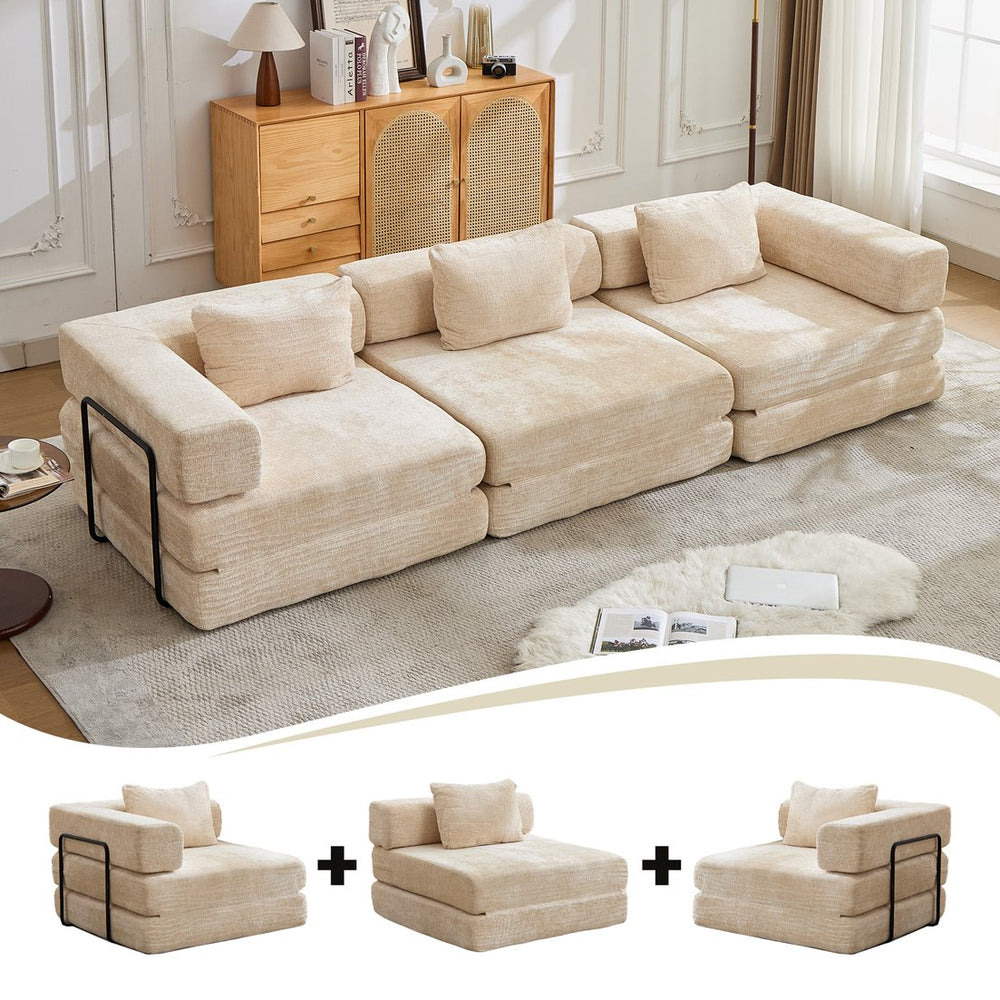 English Elm Compression Convertible Floor Sofa Bed - Stylish Chenille Modular Seating For Small Spaces & Guests W3723S00014