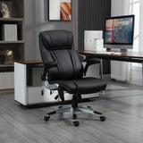 English Elm Vinsetto Executive Massage Office Chair With 6 Vibration Points, Heated Faux Leather Computer Desk Chair With Flip-Up Armrest, Adjustable Height, Swivel Wheels, Black