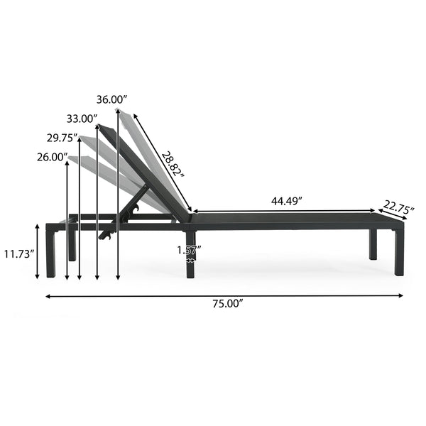 English Elm Christopher Knight Home® - Westport Aluminum Chaise Lounge Set of 2 - Lightweight Rust-Resistant Frames, Breathable Black Fabric Recliners N775P180038B