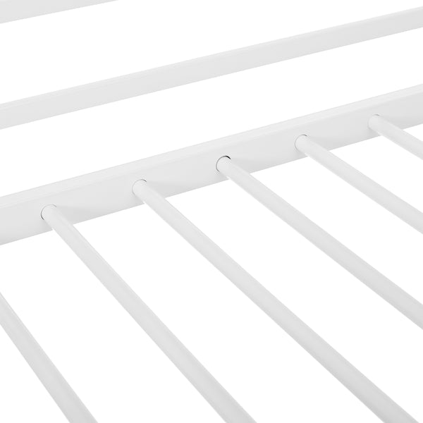 English Elm Twin Metal Tube Bunk Bed Frame for Kids Durable Sturdy Construction Safe Space-Saving Design White W420P256562