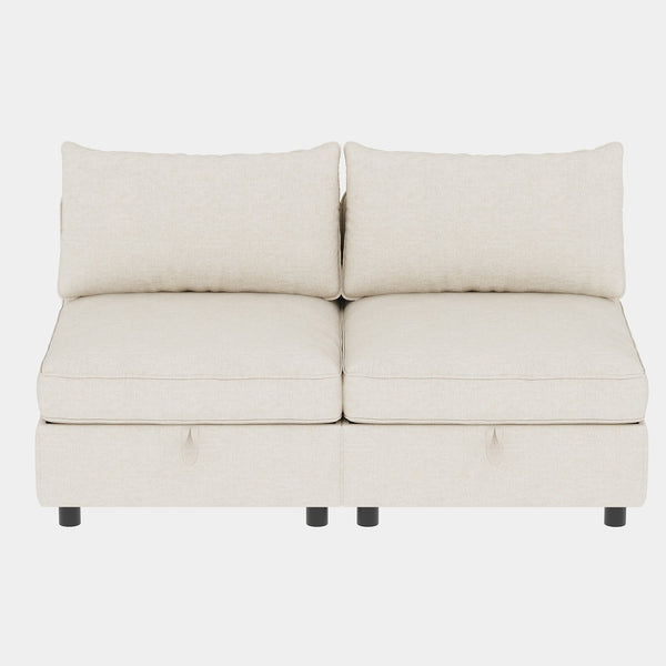 English Elm Modular Chenille Sectional Sofa with Storage & Sleeper Function, Convertible Seats, Beige Comfort W680S00026