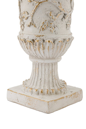 English Elm 14x14x20.3" Classical Magnesium Urn Planter Ornate Carved Relief Antique White Finish W2078P494882