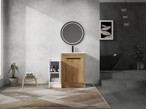 English Elm 36 Inch Freestanding Bathroom Vanity With Ceramic Sink, Soft-Close Doors & Ample Storage Space W999S00307