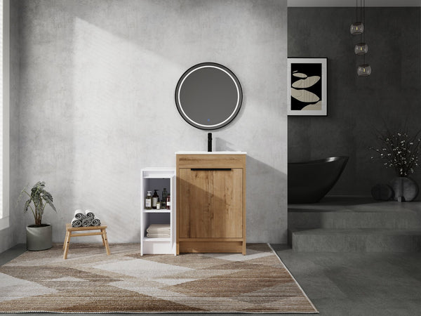 English Elm 36 Inch Freestanding Bathroom Vanity With Ceramic Sink, Soft-Close Doors & Ample Storage Space W999S00307