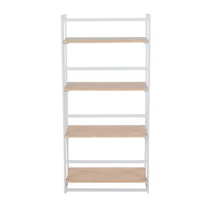 English Elm Dakota Contemporary Bookcase with Distressed Wood Top & White Metal Frame – 4 Open Shelves, 100 lb_limit B202P223887