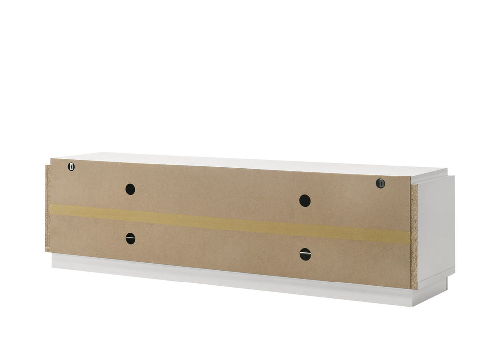 English Elm Palmer 70" White 4-Door TV Stand with Cable Management, Adjustable Shelves & Gold Handles, Tip-Restraint B061P228698