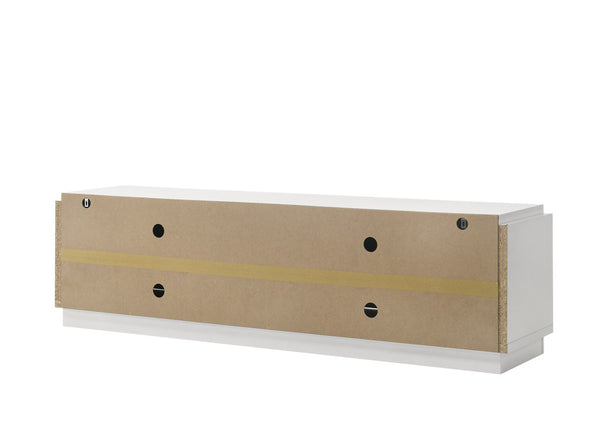 English Elm Palmer 70" White 4-Door TV Stand with Cable Management, Adjustable Shelves & Gold Handles, Tip-Restraint B061P228698