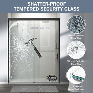 English Elm 56-60 in Semi-frameless Bypass Shower Door Matte Black Tempered Glass Walk-in W1573P239432