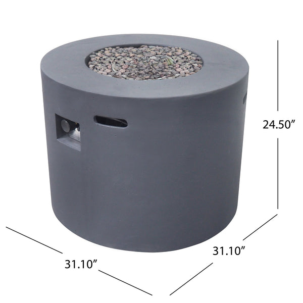 English Elm Christopher Knight Home® - 31" 31" ROUND MGO FIRE PIT - 40,000 BTU Propane Table with Built-In Tank Space, Durable Magnesium Oxide Finish DARK GREY 63491.00-40K