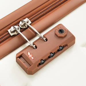 English Elm Premium Abs Hardshell 3 Piece Suitcase Set with Tsa Locks and Spinner Wheels Beige+Brown N726P171340O
