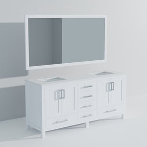 English Elm White Double Bath Vanity 72" W x 22" D with Cultured Marble Top, Soft-Close Drawers & 70" Mirror B2731S00792