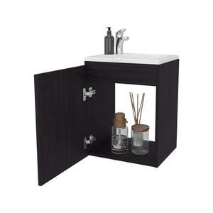 English Elm Wengue Floating Bathroom Vanity with Integrated Sink, Wall-Mounted Minimalist Soft-Close Storage B062P303921