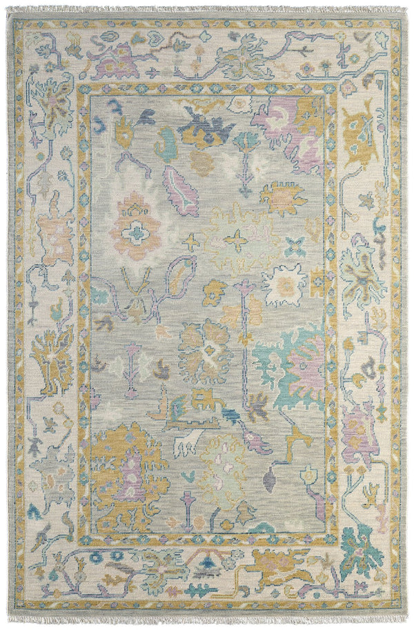 Feizy Rugs Karina Hand-knotted Wool Rug - Timeless Elegance With Low Pile Design For Sophisticated Home Decor Gray,Purple,Gold Wool 9096791fslvgrnp00