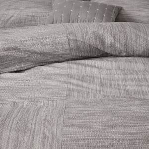English Elm 7 Piece Printed Seersucker Comforter Set - Modern Grey Ensemble For Queen Bed With Decorative Pillows B03597114