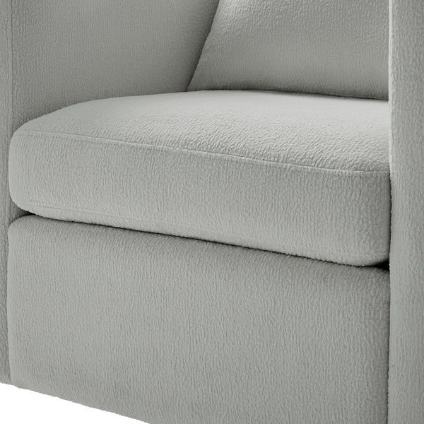 English Elm Sutton Upholstered Linen Swivel Barrel Chair with Pocket Coil Seat, Reversible Cushions & Stain-Resistant Fabric Gray B050P322590