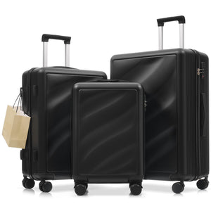 English Elm Luggage 3 Piece Hard Shell Abs Suitcase Set with Spinner Wheels and Tsa Lock Black N730P304620B
