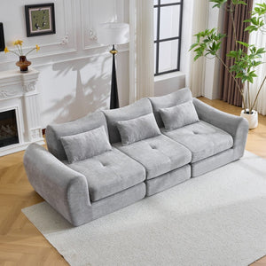 English Elm Modular Cloud Sectional Sofa Bed with Flannelette Upholstery for Flexible Living Grey W1829S00076