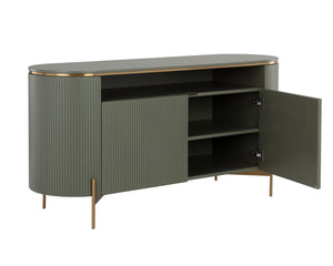 Sunpan Paloma Sideboard - Luxurious High Gloss Finish With Sculptural Design And Gold Accents For Modern Spaces Green Wood 110396