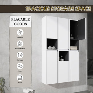 English Elm 12" Bathroom Side Cabinet - Sleek Wall-Mounted Storage With Soft-Close Doors & Modern Design W999S00283