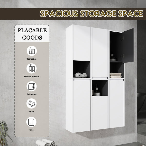 English Elm 12" Bathroom Side Cabinet - Sleek Wall-Mounted Storage With Soft-Close Doors & Modern Design W999S00283
