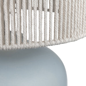 Crestview Collection 25.25"H Serene Light Blue Ceramic Table Lamp With Woven Shade & Natural Wood Base For Elegance   Cvazp114