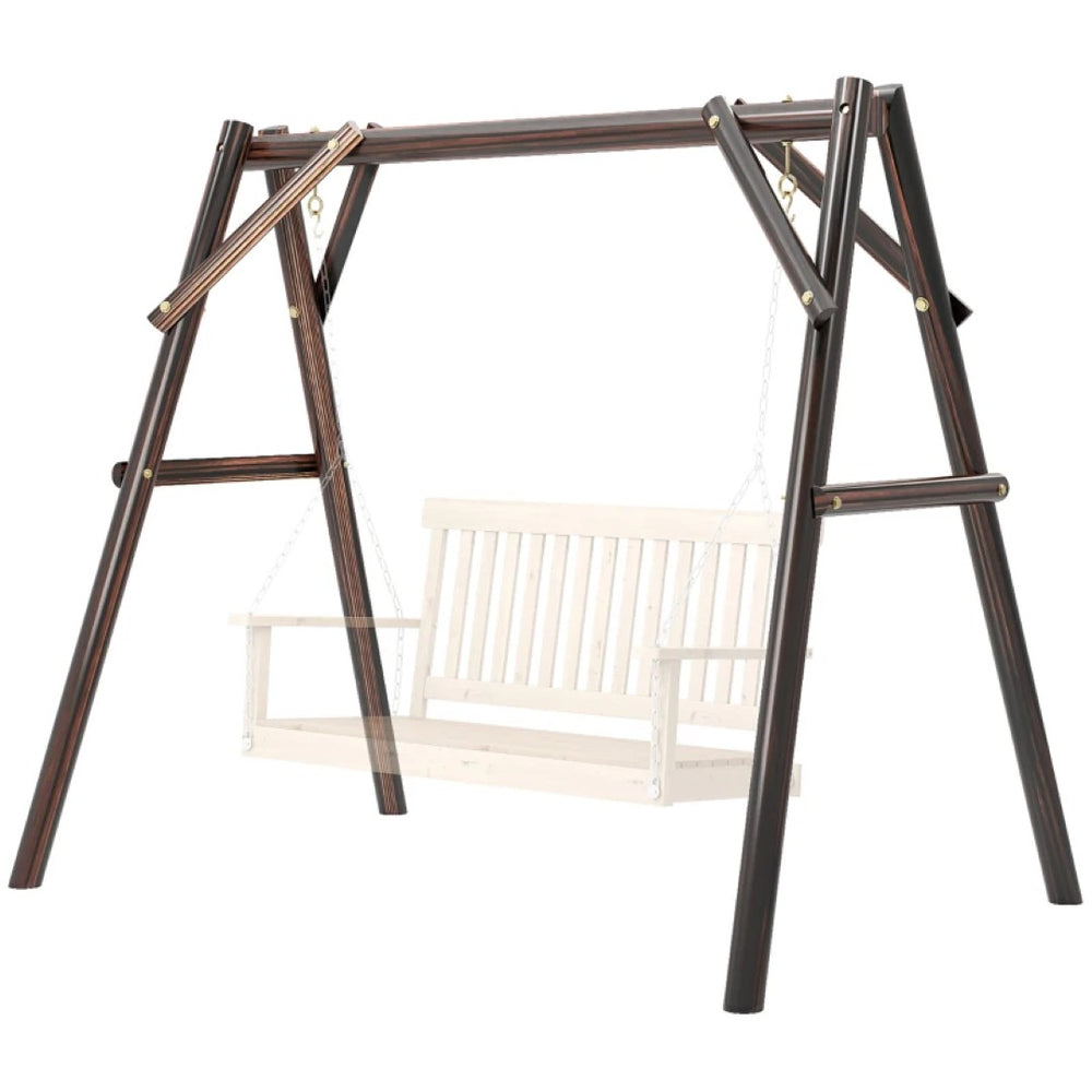 English Elm Garden Fir Wood A-frame Swing Stand Outdoor Porch Carbonized Finish 660 Lb Capacity T3971P476729