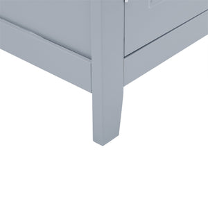 English Elm Elegant Bathroom Floor Storage Cabinet with 4 Doors, Adjustable Shelves, Anti-Tip Design, 28"L x 15"W Grey N725P188461E
