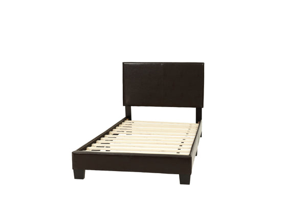 English Elm Modern Faux Leather Upholstered Bed Queen Size with Adjustable Headboard, Low-Profile Slat Support Frame, Sleek Contemporary Design Brown,Espresso 45 L x 31 W x 7 H B011P395417