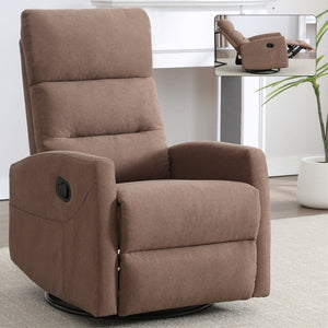English Elm Manual Swivel Rocker Recliner Fabric Chair with 360 Degree Rotation for Living Room W3224P289292