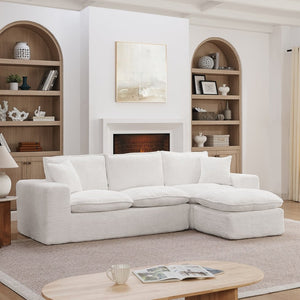 English Elm 107'' Boucle L-shaped Sectional with Reversible Chaise Deep Foam Seat Living Room Beige W1413S00162