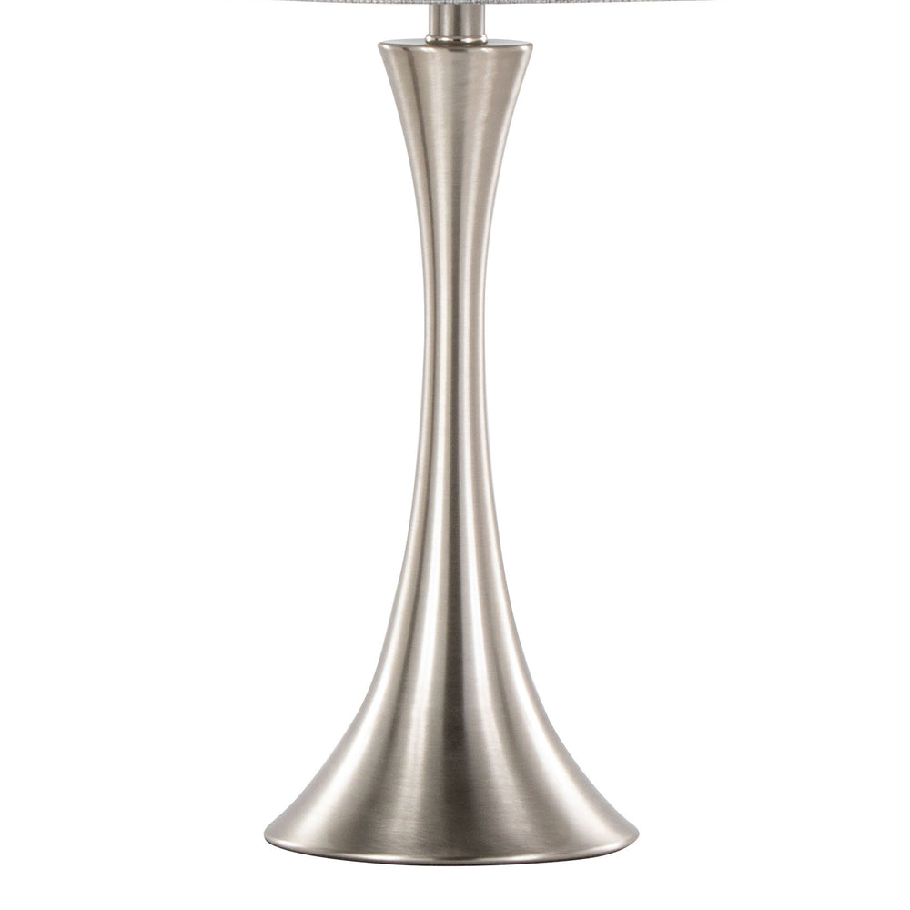 English Elm Lenuxe 24" Contemporary Metal Table Lamp Set of 2 in Polished Nickel with Grey Sparkle Linen Shade, 3-Way B202P224076