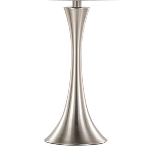 English Elm Lenuxe 24" Contemporary Metal Table Lamp Set of 2 in Polished Nickel with Grey Sparkle Linen Shade, 3-Way B202P224076