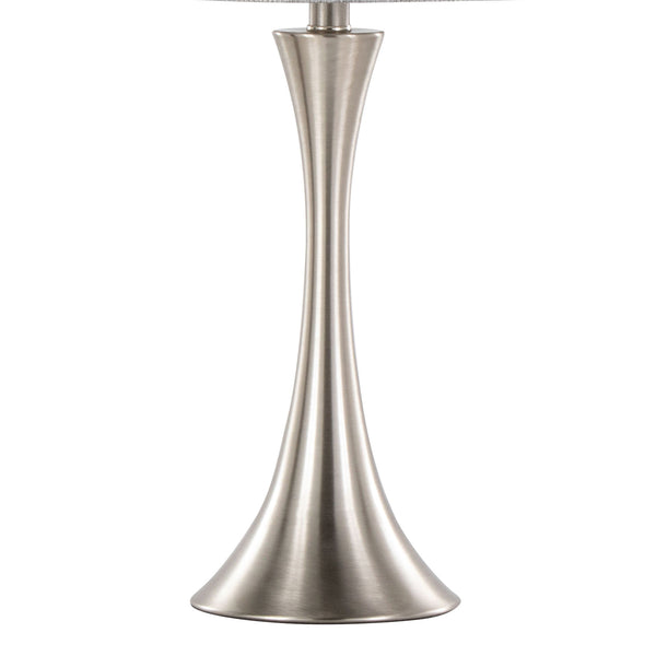 English Elm Lenuxe 24" Contemporary Metal Table Lamp Set of 2 in Polished Nickel with Grey Sparkle Linen Shade, 3-Way B202P224076