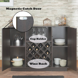English Elm Hazen Modern Espresso Finish Wine Cabinet with 18-Bottle Rack, Stemware Holder, Shelves & Magnetic Door Espresso 28 L x 67 W x 6 H B2726P255752