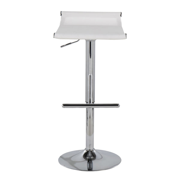 English Elm Mirage Sleek Adjustable Bar Stool with Chrome Base, Mesh Wave Back, 360° Swivel & Height Lift White B202P222327