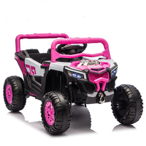 English Elm 12v Kids Electric Utv Ride on Toy with Parental Remote Swing Function and Shock Absorbers Pink W1578P368159