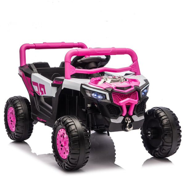 English Elm 12v Kids Electric Utv Ride on Toy with Parental Remote Swing Function and Shock Absorbers Pink W1578P368159