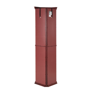 English Elm Corner Curio Cabinet with Lighted Top, Mirrored Back, Tempered Glass Shelves, Walnut Finish Elegance Cherry W1693P165015