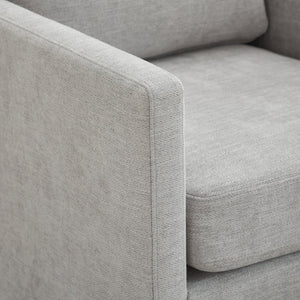 English Elm 30.7"W Square Swivel Accent Chair with Wavy Chenille Upholstery, Solid Wood Frame, 360° Comfort Lounge Light Gray W3188P280017