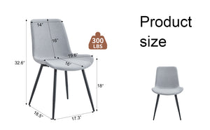 English Elm Comfortable Linen-Cotton Dining Chairs Set of 4 in Light Gray — Ergonomic Curved Cushions, Metal Legs, Breathable Fabric W1151P230557