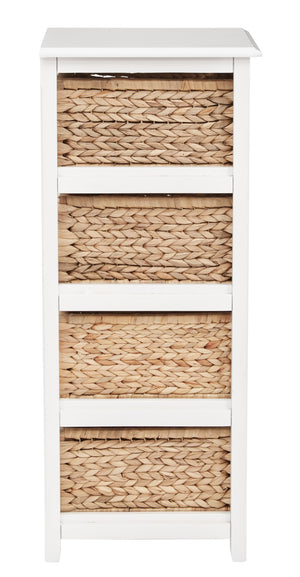 OSP Home Furnishings Seabrook Four-Tier Storage Unit White