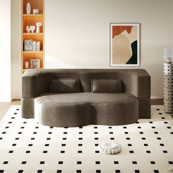 English Elm Modern Corduroy Floor Sofa Foldable Twin Sleeper Foam Filled for Dorms and Playrooms Coffee W1885P446609