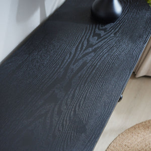 English Elm 59.2in Black Carved Wooden Console Table with Drawer & Lower Shelf — Elegant Entryway Storage Accent W2729P270742