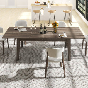 English Elm Dining Extendable Table 106.5" Long Family Dining Table for Small Spaces Melamine Woodgrain Top Dark Oak W331S00176