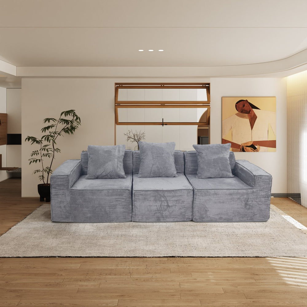 English Elm Floor Corduroy Convertible Couch Bed with Pillow Back & Armrests, CertiPUR-US Foam, Machine-Washable Cover W3341P329069