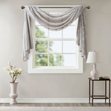 Madison Park Irina Transitional Diamond Sheer Embroidered Window Scarf MP40-4942 Grey