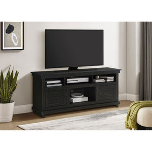 English Elm Castleton Farmhouse Pine Media Console with Six Compartments for Living Room Entertainment Dark Brown B062P448014